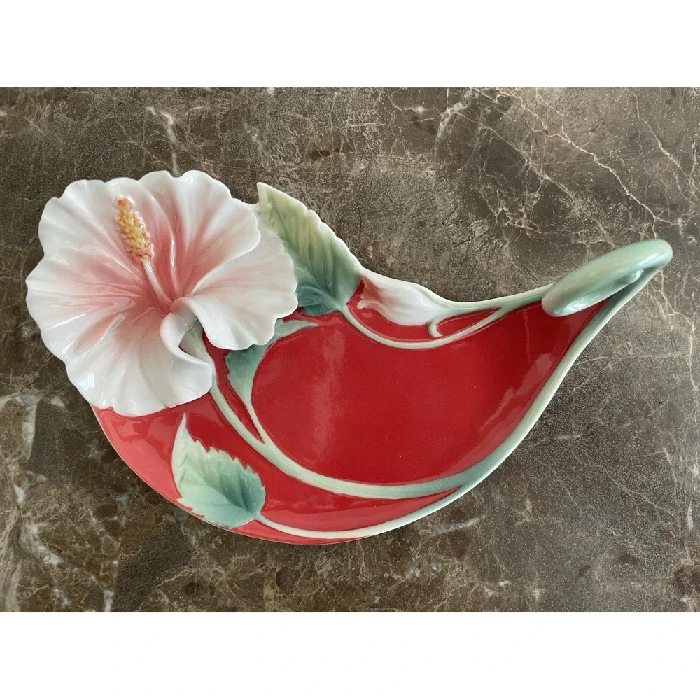 FRANZ Collection Island Beauty Hibiscus‎ Cup Saucer Set w Spoon FZ00978
